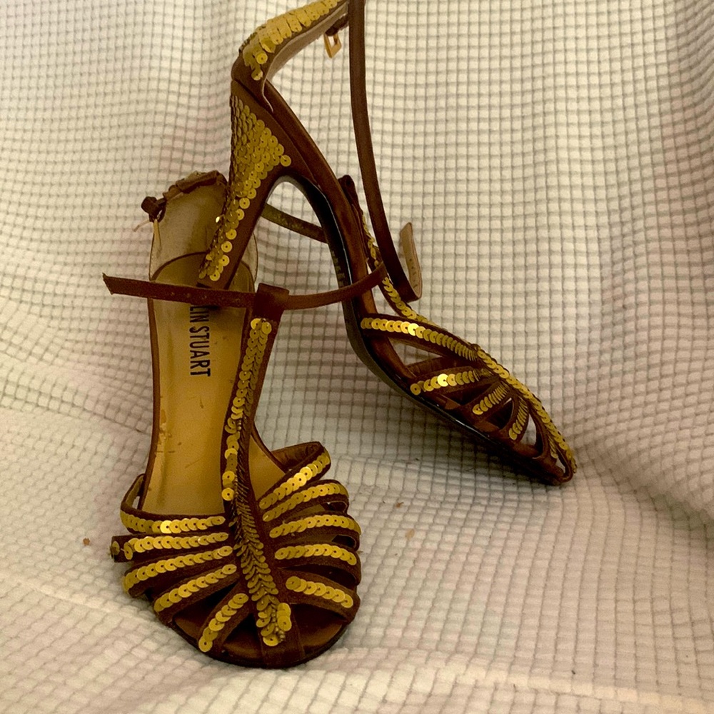 Gold Glitter Sequins Heels Size 8